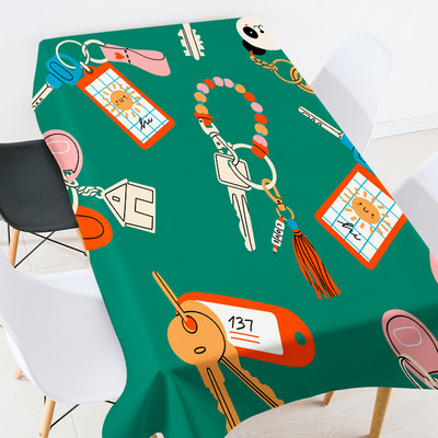 Ģeometriski svītraini ziedi taisnstūra galds galdauts kāzu noformējums Prettraipu galdauts ballīšu dekorēšana Galda pusdienošana