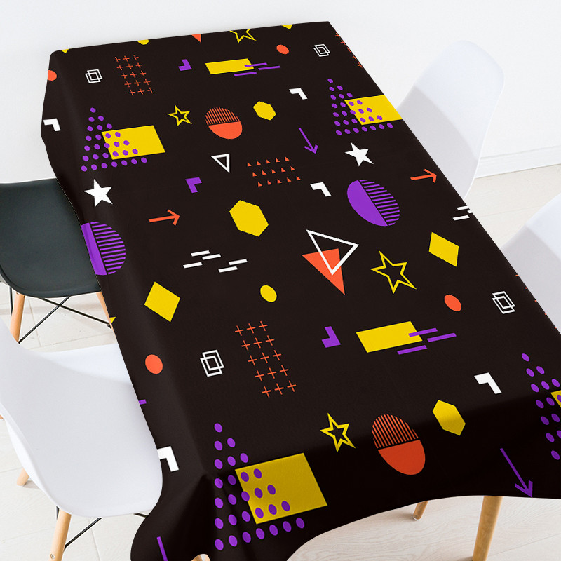 Ģeometriski svītraini ziedi taisnstūra galds galdauts kāzu noformējums Prettraipu galdauts ballīšu dekorēšana Galda pusdienošana