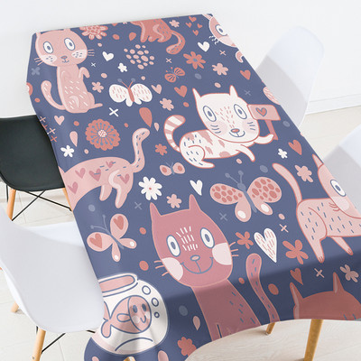 Animacinių filmų anime gyvūnų nėrinių staltiesė valgomojo stalo apdaila vandeniui atspari staltiesė staltiesė stačiakampė violetinė staltiesė