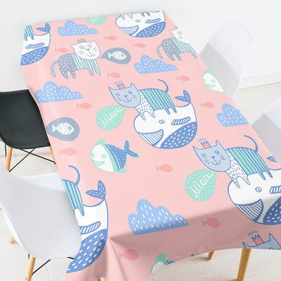 Animacinių filmų anime gyvūnų nėrinių staltiesė valgomojo stalo apdaila vandeniui atspari staltiesė staltiesė stačiakampė violetinė staltiesė