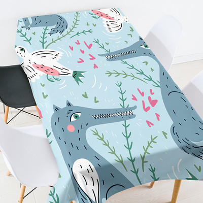 Animacinių filmų anime gyvūnų nėrinių staltiesė valgomojo stalo apdaila vandeniui atspari staltiesė staltiesė stačiakampė violetinė staltiesė