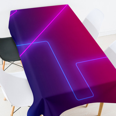 Krāsu fluorescējošas līnijas galdauts taisnstūrveida istabas dekors estētisks pusdienu galda apdare galdautu komplekts piknika sega