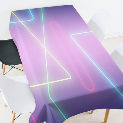 Krāsu fluorescējošas līnijas galdauts taisnstūrveida istabas dekors estētisks pusdienu galda apdare galdautu komplekts piknika sega