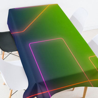 Krāsu fluorescējošas līnijas galdauts taisnstūrveida istabas dekors estētisks pusdienu galda apdare galdautu komplekts piknika sega