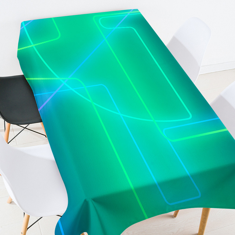 Krāsu fluorescējošas līnijas galdauts taisnstūrveida istabas dekors estētisks pusdienu galda apdare galdautu komplekts piknika sega