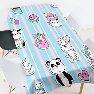 Multfilmu anime dzīvnieku kāzu dekorēšana Prettraipu galdautu galdautu komplekts taisnstūra galdauta galdauta kāzu dekorēšana