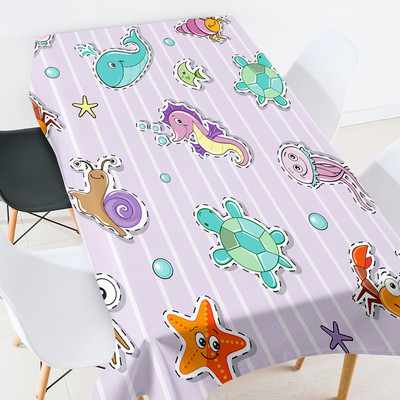 Multfilmu anime dzīvnieku kāzu dekorēšana Prettraipu galdautu galdautu komplekts taisnstūra galdauta galdauta kāzu dekorēšana