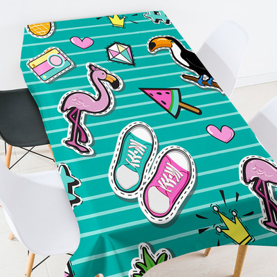 Multfilmu anime dzīvnieku kāzu dekorēšana Prettraipu galdautu galdautu komplekts taisnstūra galdauta galdauta kāzu dekorēšana