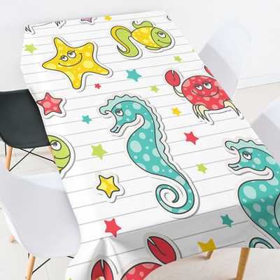 Multfilmu anime dzīvnieku kāzu dekorēšana Prettraipu galdautu galdautu komplekts taisnstūra galdauta galdauta kāzu dekorēšana