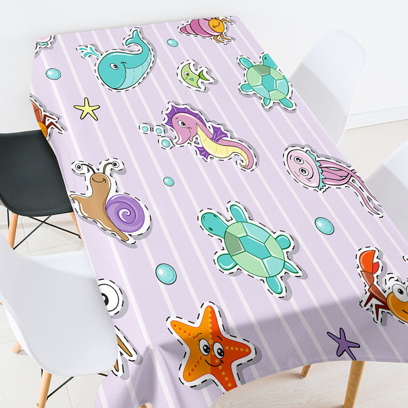 Multfilmu anime dzīvnieku kāzu dekorēšana Prettraipu galdautu galdautu komplekts taisnstūra galdauta galdauta kāzu dekorēšana