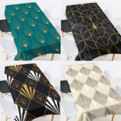 Ģeometrisko svītru apdrukas galds ūdensnecaurlaidīgs galdauts Ēdamistabas galdi Galda ēdamistabas apdare estētiska sarkana galdauta mētelis