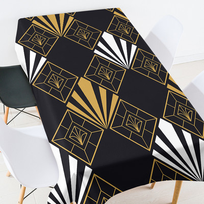 Ģeometrisko svītru apdrukas galds ūdensnecaurlaidīgs galdauts Ēdamistabas galdi Galda ēdamistabas apdare estētiska sarkana galdauta mētelis