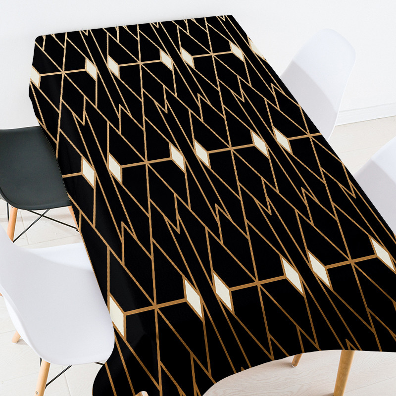 Ģeometrisko svītru apdrukas galds ūdensnecaurlaidīgs galdauts Ēdamistabas galdi Galda ēdamistabas apdare estētiska sarkana galdauta mētelis