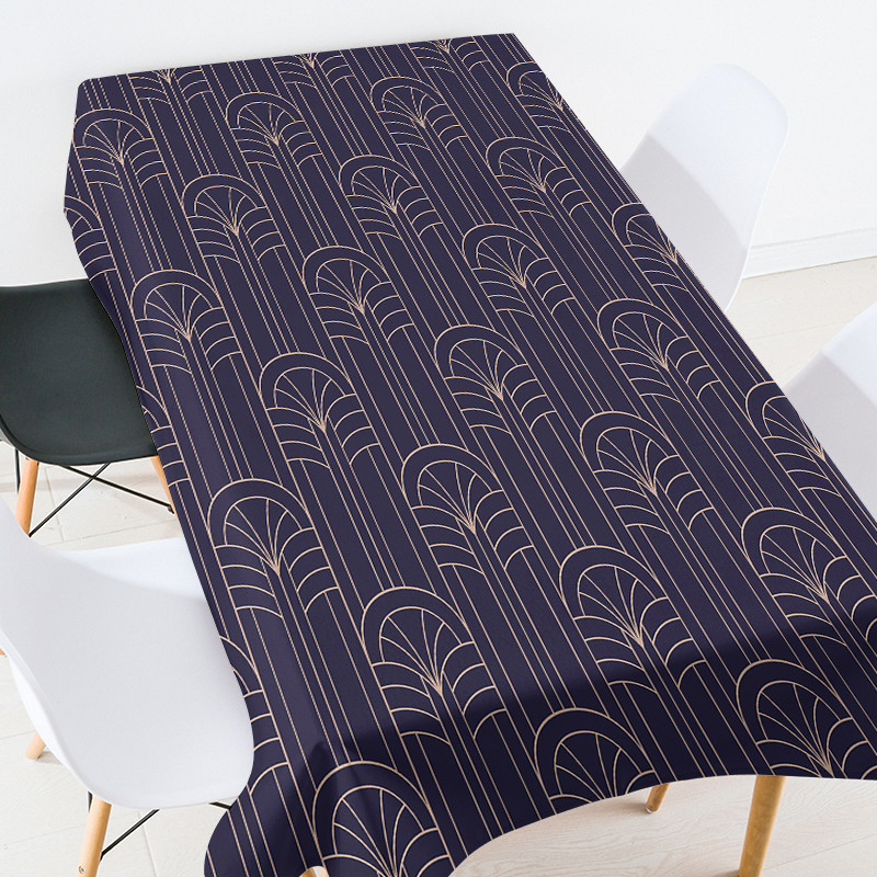 Ģeometrisko svītru apdrukas galds ūdensnecaurlaidīgs galdauts Ēdamistabas galdi Galda ēdamistabas apdare estētiska sarkana galdauta mētelis