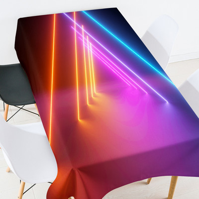 Krāsu fluorescējošas līnijas galdauts taisnstūrveida istabas apdare estētisks pusdienu galda pārklājs galda pārklāji viedais kafijas galdiņš