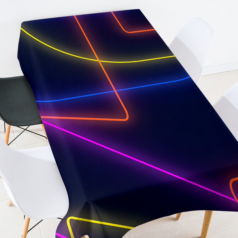 Krāsu fluorescējošas līnijas galdauts taisnstūrveida istabas apdare estētisks pusdienu galda pārklājs galda pārklāji viedais kafijas galdiņš