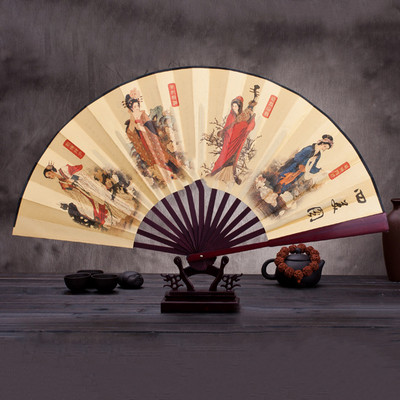 1Gb Retro salokāms zīda ventilators ķīniešu stila dekoratīvs vīriešu kabatas bambusa rokturis, rokā turams ventilatoru ballīte, kas dod priekšroku mājas dekorēšanai