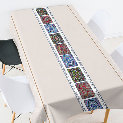 Geomeetrilise triibulise võrega ümmargune lauakate laudlina ristkülikukujuline ruumidekoor esteetiline Plekivastane laudlina laudlina komplekt