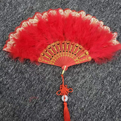 Lolitos plunksnų sulankstomas vėduoklė Japoniška saldi fėja mergaitė tamsiai gotikos stiliaus šokių rankinė ventiliatorius su pakabuku dovana vestuvių vakarėlio dekoracija