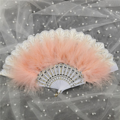 Lolitos plunksnų sulankstomas vėduoklė Japoniška saldi fėja mergaitė tamsiai gotikos stiliaus šokių rankinė ventiliatorius su pakabuku dovana vestuvių vakarėlio dekoracija