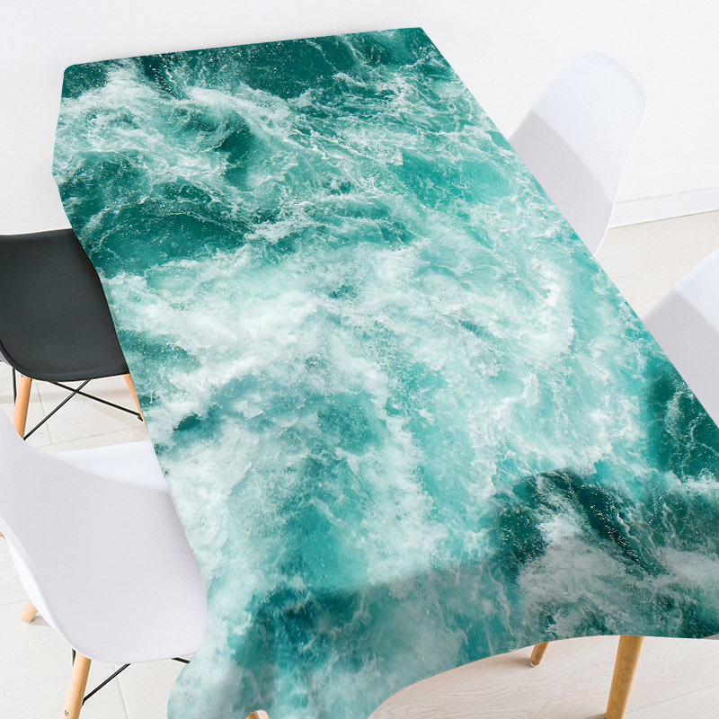 Jūras viļņu ainava mežģīņu galdauts kāzu galdauts pusdienu galda dekors galdauts ūdensizturīgs ballīšu galdauts galdauts