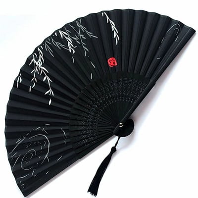 Ventilator pliabil chinezesc japonez cu tijă din lemn, ventilator de dans clasic, ciucuri, evantai pentru femeie elegantă, cadou pentru petrecere, artizanat, decorare a casei