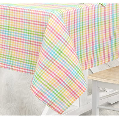 Tavaszi és nyári cukorka szőtt kockás pamut szövet terítő pasztell több kockás kockás kockás szőtt terítő lakberendezés