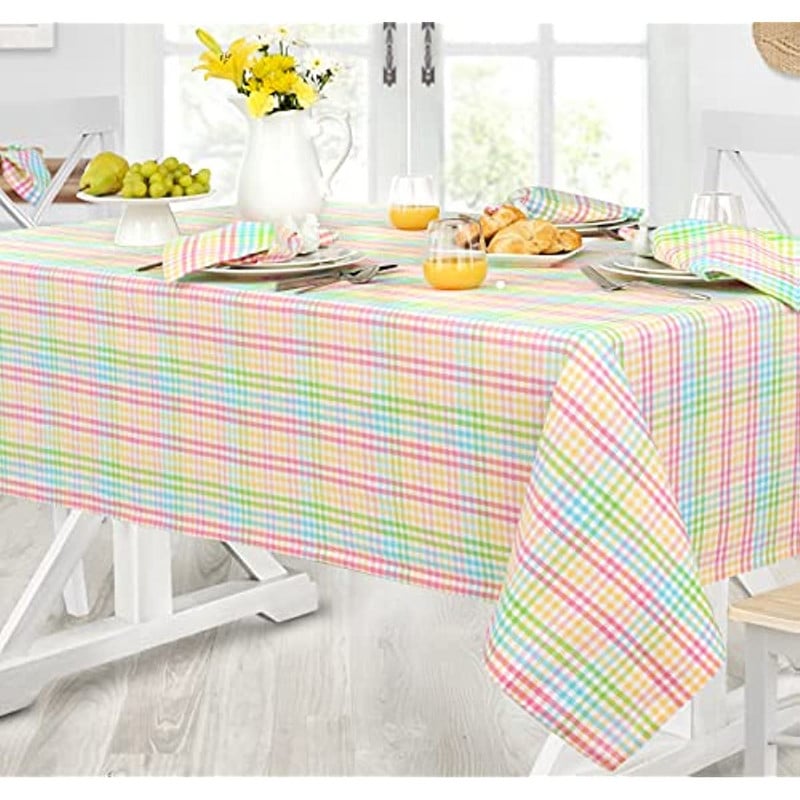 Tavaszi és nyári cukorka szőtt kockás pamut szövet terítő pasztell több kockás kockás kockás szőtt terítő lakberendezés
