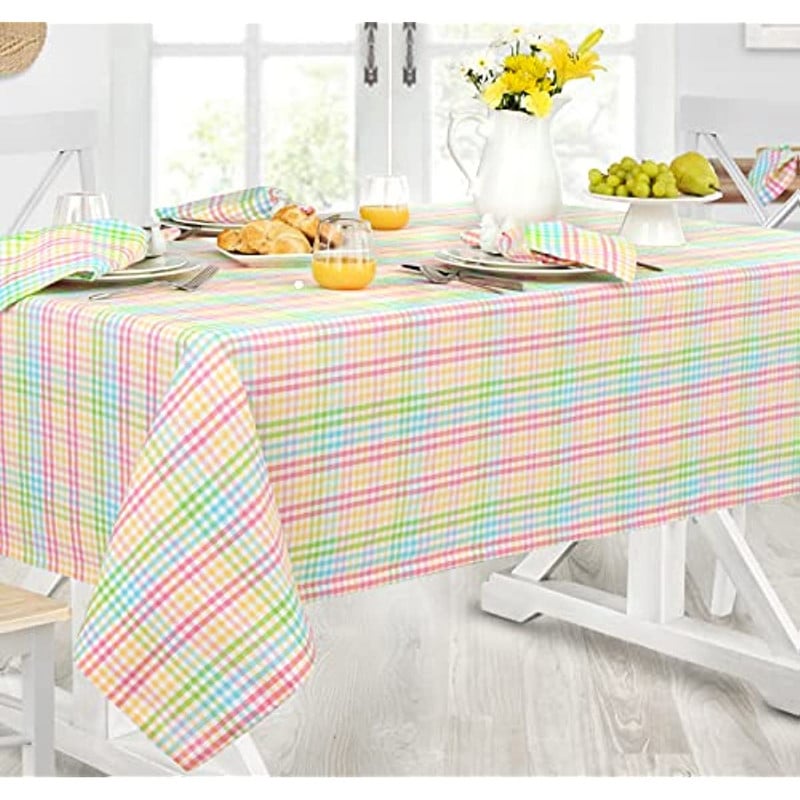 Tavaszi és nyári cukorka szőtt kockás pamut szövet terítő pasztell több kockás kockás kockás szőtt terítő lakberendezés