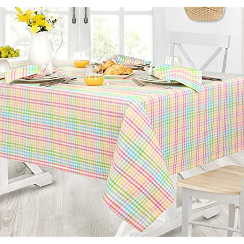 Tavaszi és nyári cukorka szőtt kockás pamut szövet terítő pasztell több kockás kockás kockás szőtt terítő lakberendezés