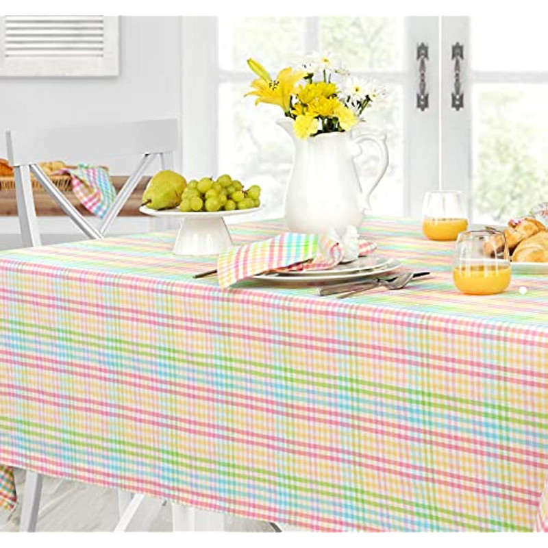 Tavaszi és nyári cukorka szőtt kockás pamut szövet terítő pasztell több kockás kockás kockás szőtt terítő lakberendezés