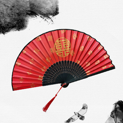 Vintažinis šilkas, sulankstomas rankų vėduoklė Bambuko kiniškas audinys ventiliatoriaus raštas Menas amatai japonų apdaila Namų nuotaka sulankstoma rankų vėduoklė