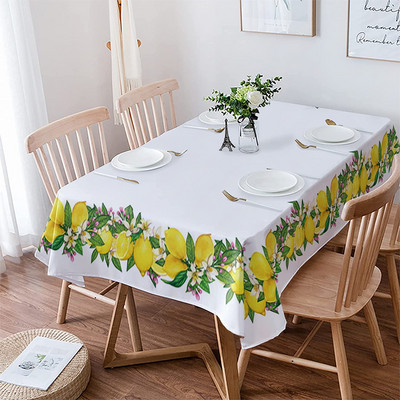 Nyári sárga citrom szegély téglalap terítő konyhai étkezőasztal dekor vízálló szövetből készült asztaltakaró esküvői dekorációk