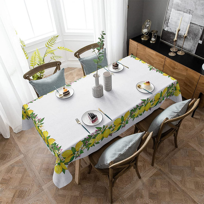 Nyári sárga citrom szegély téglalap terítő konyhai étkezőasztal dekor vízálló szövetből készült asztaltakaró esküvői dekorációk