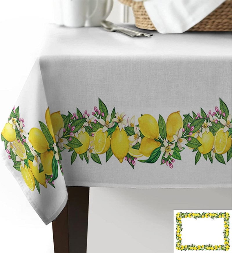 Nyári sárga citrom szegély téglalap terítő konyhai étkezőasztal dekor vízálló szövetből készült asztaltakaró esküvői dekorációk