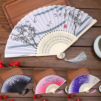 Vintage Μεταξωτός Πτυσσόμενος Βεντάλια Ρετρό Κινεζική Ιαπωνική φούντα μπαμπού Plum Blossom Dance Hand Fan Gift Craft Στολίδι Διακόσμηση σπιτιού