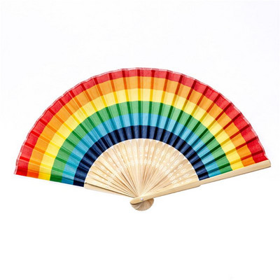 Summer Rainbow käeshoitav kokkupandav ventilaator pulmapeo kaunistamiseks, festivali tantsuks