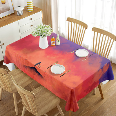 Juodos ir baltos staltiesės linijos eskizas Žmogaus veido kontūras Stačiakampė staltiesė Paprastas valgomojo virtuvės dekoravimo stilius