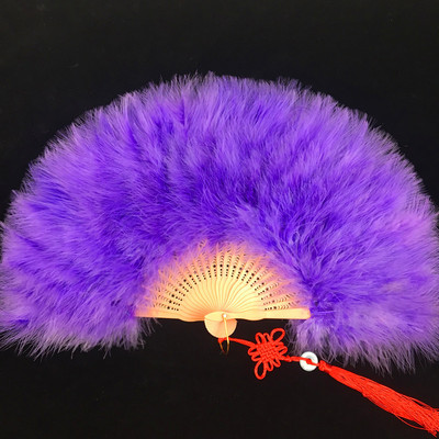 Ventilator pliabil elegant, catifea plină, colorat, cu pene albe, evantai chinezești cu nod de mână, zână, dans, decorare pentru petrecerea de nuntă
