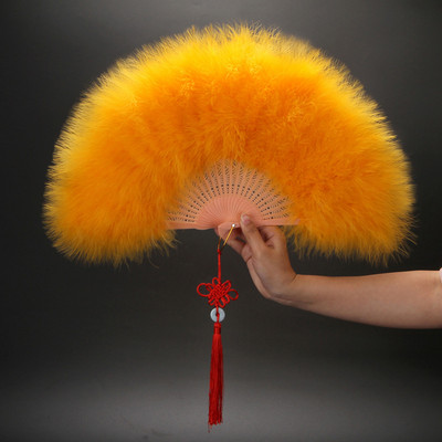 Ventilator pliabil elegant, catifea plină, colorat, cu pene albe, evantai chinezești cu nod de mână, zână, dans, decorare pentru petrecerea de nuntă