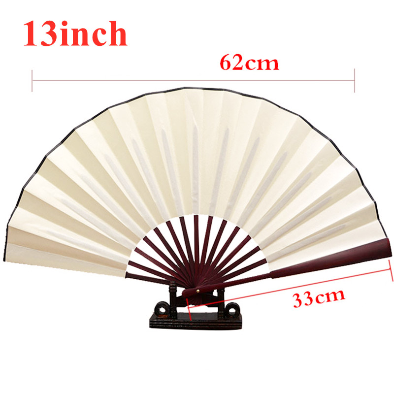 10,6 collu/13 collu zīda auduma tukšs ķīniešu saliekamais ventilators, koka bambusa senatnes saliekamais ventilators kaligrāfijas gleznošanai mājas dekorēšanai