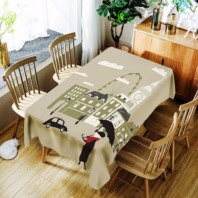 Tintes un mazgāšanas glezna Galdauts Pieneņu ziedu un meitenes fona raksts Taisnstūra ūdensizturīgs galda pārklājs Nappe De Table