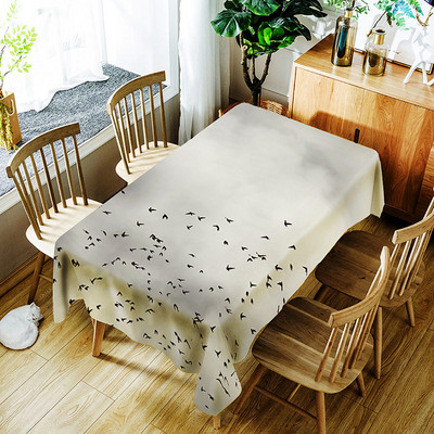 Tintes un mazgāšanas glezna Galdauts Pieneņu ziedu un meitenes fona raksts Taisnstūra ūdensizturīgs galda pārklājs Nappe De Table