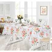 Egyszerű és stílusos húsvéti rózsa szövet terítő tavaszi rózsaszín rózsakert Könnyen kezelhető foltálló szövet asztalterítő téglalap