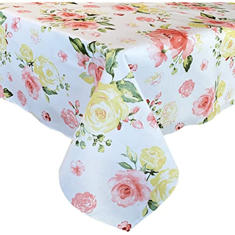Egyszerű és stílusos húsvéti rózsa szövet terítő tavaszi rózsaszín rózsakert Könnyen kezelhető foltálló szövet asztalterítő téglalap