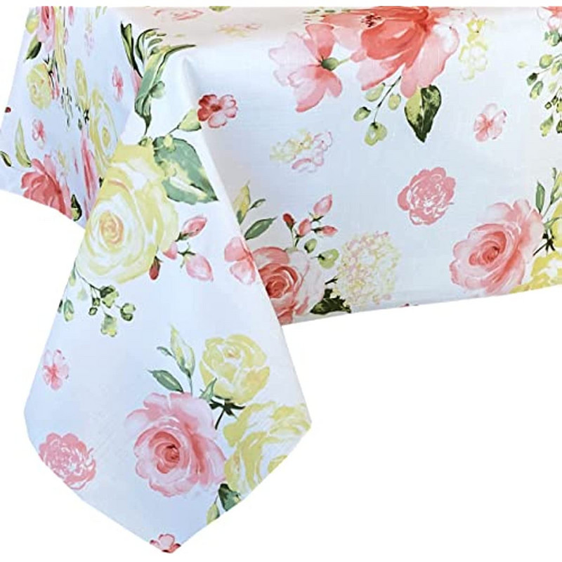 Egyszerű és stílusos húsvéti rózsa szövet terítő tavaszi rózsaszín rózsakert Könnyen kezelhető foltálló szövet asztalterítő téglalap