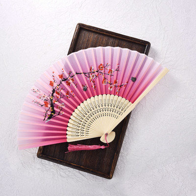 Vintažinis šilko sulankstomas ventiliatorius Retro kinų japonų bambuko rankomis sulankstomas ventiliatorius šokių rankų ventiliatorius namų dekoravimas papuošalai amatai dovanų ventiliatorius