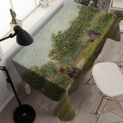 Neperšlampamo stalo dangčio lauko dažymas rašalu ir akvarele Stačiakampio formos staltiesės vakarėlio dekoravimo staltiesė Nappe De Table