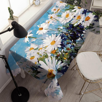 Neperšlampamo stalo dangčio lauko dažymas rašalu ir akvarele Stačiakampio formos staltiesės vakarėlio dekoravimo staltiesė Nappe De Table