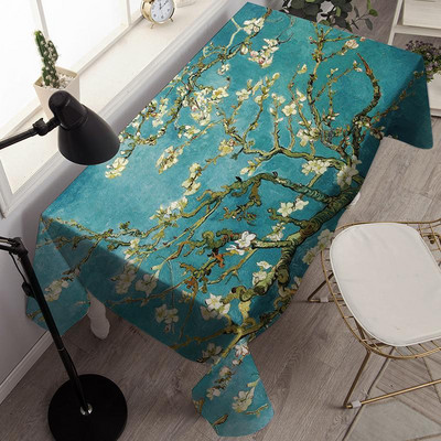 Neperšlampamo stalo dangčio lauko dažymas rašalu ir akvarele Stačiakampio formos staltiesės vakarėlio dekoravimo staltiesė Nappe De Table